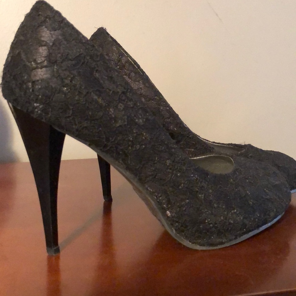 Black lace heels